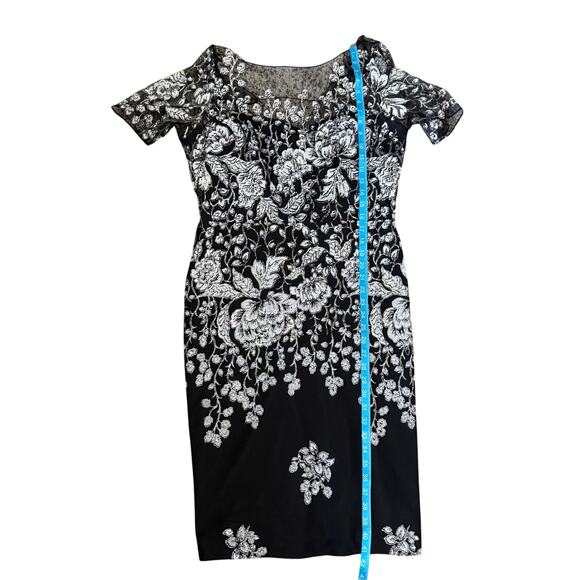 Badgley Mischka floral unconventional lace sheath dress 14 mother of bride LBD - Picture 9 of 14